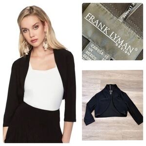 FRANK LYMAN short crop black cardi sweater top. Great with a dress. Like new